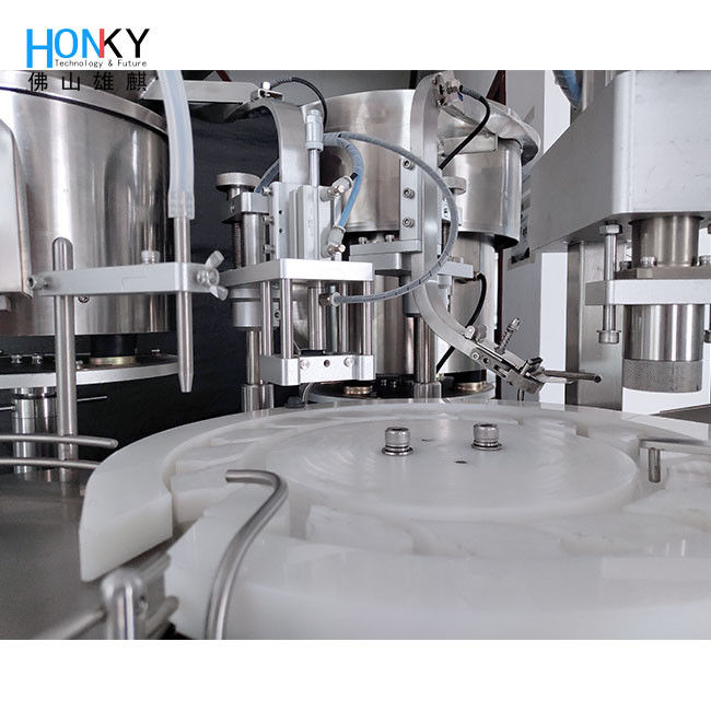 Máquina de enchimento e tampa automática completa de frasco para fabricação de líquidos farmacêuticos em pequenos lotes