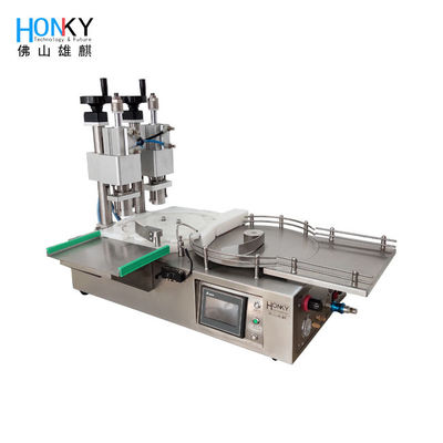 Tampão principal duplo automático Desktop de 10ml Vial Rotary Capping Machine With que frisa